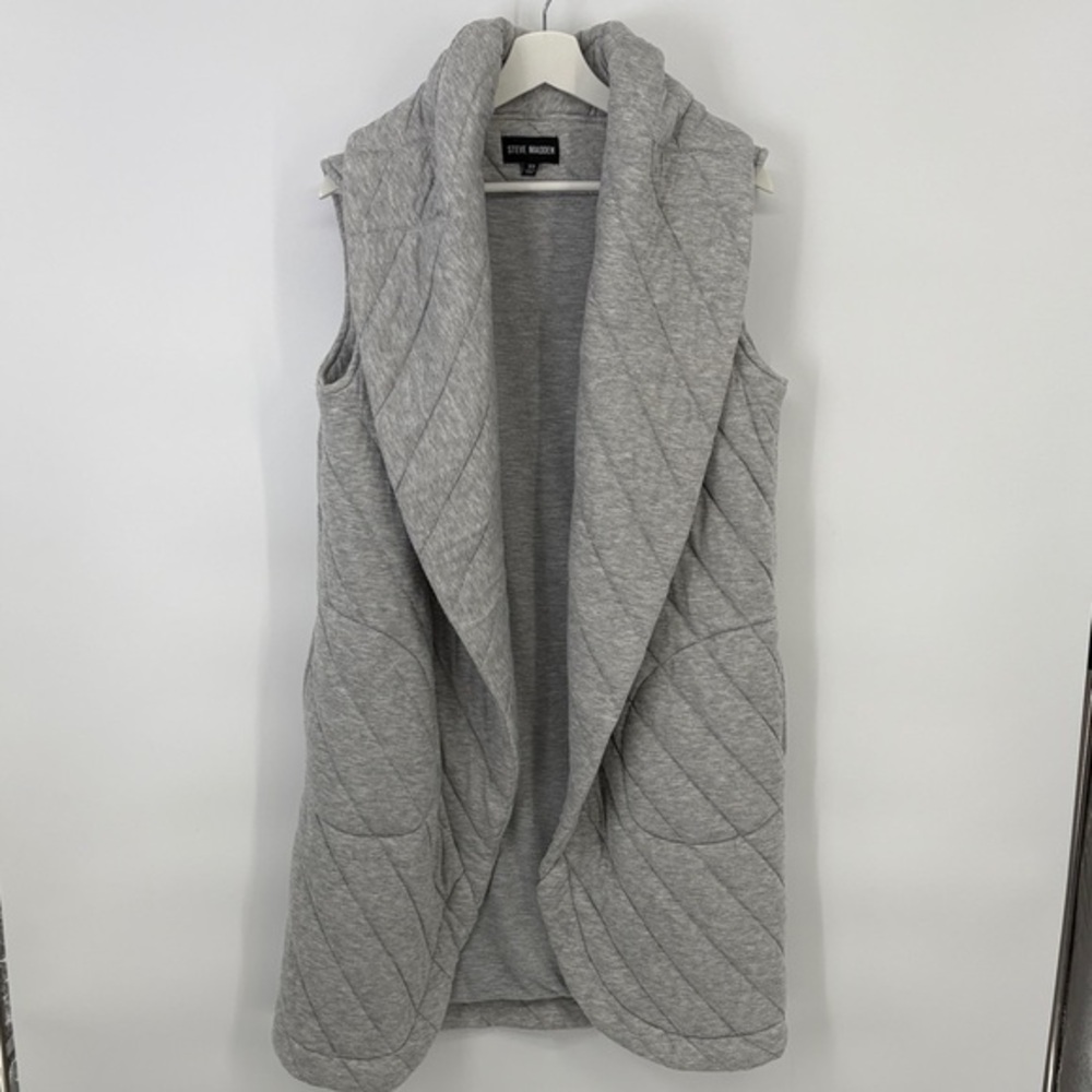☁️ Steve Madden Light Gray Quilted knit Vest w pockets